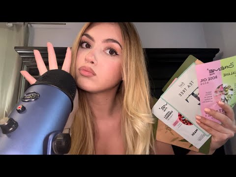 My First ASMR With A Blue Yeti Microphone 🌸🎙️| Crinkly Face Masks & Whisper Ramble