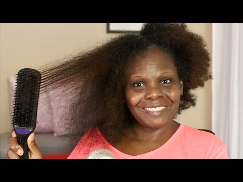 USING STRAIGHTENING HEAT BRUSH TO BLOW OUT MY HAIR ASMR FIRST TIME