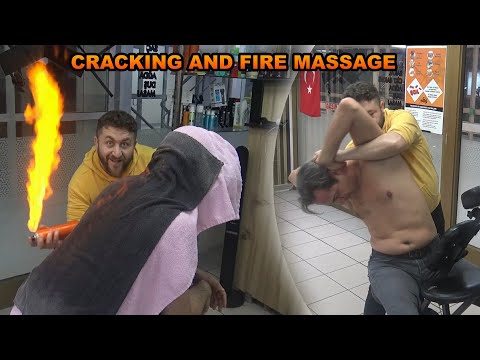CRACKING AND FIRE MASSAGE & EAR WAX & Asmr Barber head, back, face, arm, palm, foot, leg massage