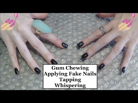 ASMR Gum Chewing Applying Fake Nails, Camera Tapping, Mic Scratching, Close Whisper
