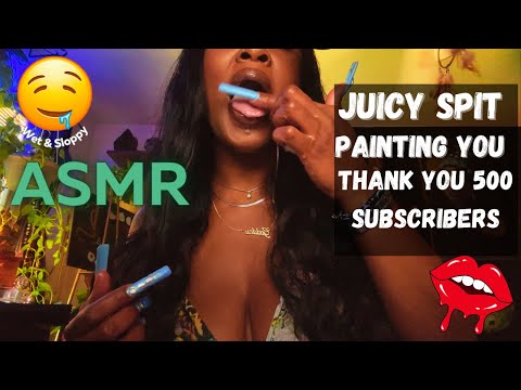 ASMR Spit Painting Your Face Thanking My 500 Subscribers