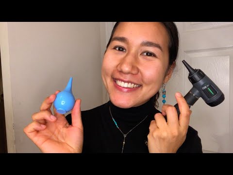 [ASMR] Ear Cleaning Doctor Roleplay, Otoscope Exam & Hearing Test (Whispers & Water Sounds)