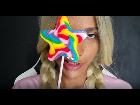 LOLLIPOP EATING ASMR - Rainbow ( (RELAXATION, LICKING, CANDY FOOD)