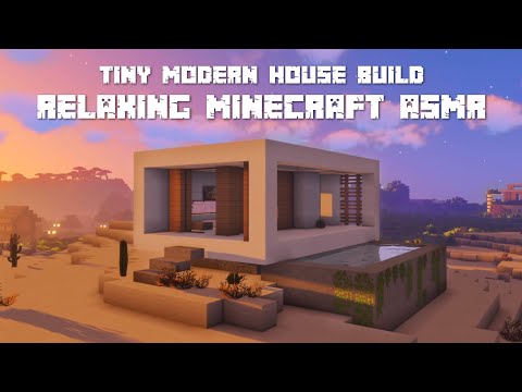 Minecraft ASMR 🏡 Building a Tiny Modern House with a Pool 😴 Close Up Whispers