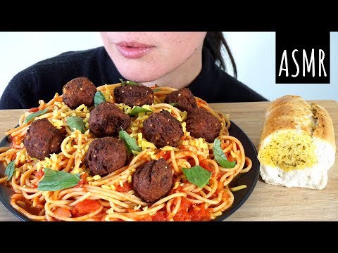ASMR Eating Sounds: Spaghetti and Veggie Balls (No Talking)
