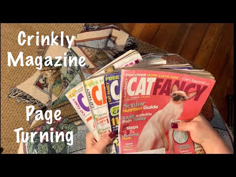 ASMR Old water damaged Cat magazine page turning (Unintelligible whispers) Cat Fancy magazines
