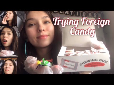 [asmr] Trying and Reviewing Foreign Candy(I bought at an Arabic store)~mouth noises and vinyl gloves