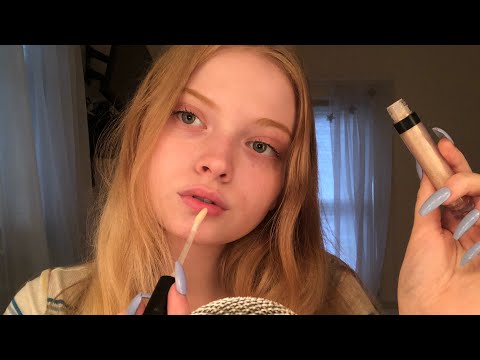 ASMR~100 layers of lipgloss~sticky + gentle mouth sounds