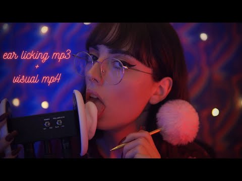 ASMR // ear licking audio with up close face brushing visuals