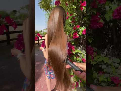 Relaxing Long Hair Playing and Brushing with Nature's Serenity