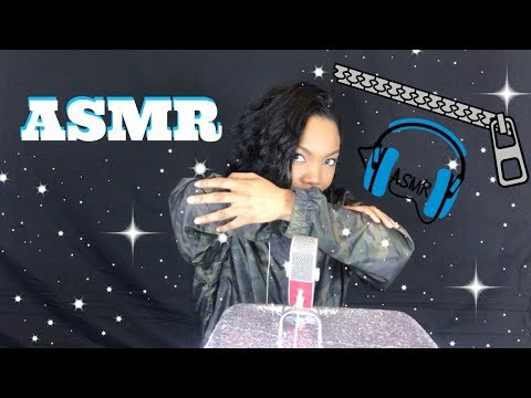 ASMR Windbreaker Fabric Sounds| Zipper Sounds and Tapping |Scratching and Rubbing Nylon