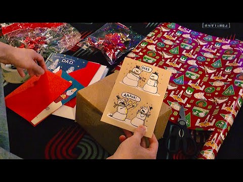 ASMR | Wrapping Christmas Presents 🎁(Soft Spoken w/ Wood Fire Sounds)