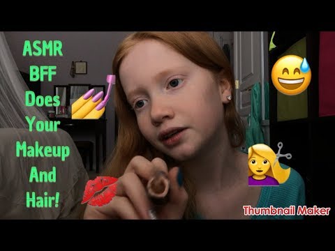 ASMR~ Best Friend Does Your Hair, and Makeup || Tapping, Scratching, Whispering, and Eating