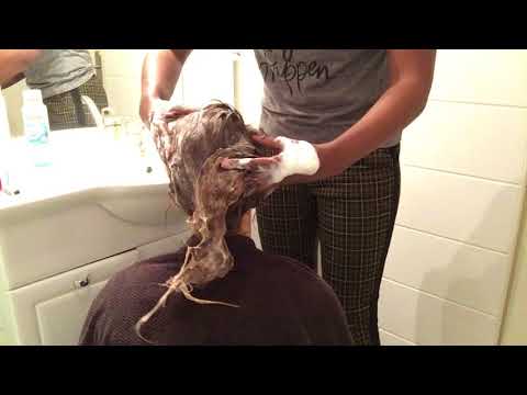 Relaxing Hair Wash Shampoo, Scalp Scratching Massage ASMR Waterfall Sound -no talking-