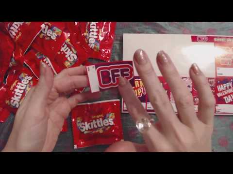 ASMR ~ Crinkling Plastic Candy Packets & Sticker Placement (Valentine's Day ~ Whisper)