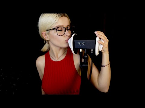ASMR 3Dio binaural kisses from ear to ear 💋 Tingly mouth sounds, whisper, breathing for sleep 💤