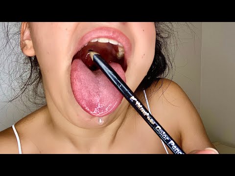 Asmr Pencil noms | lens licking and spit painting on your face