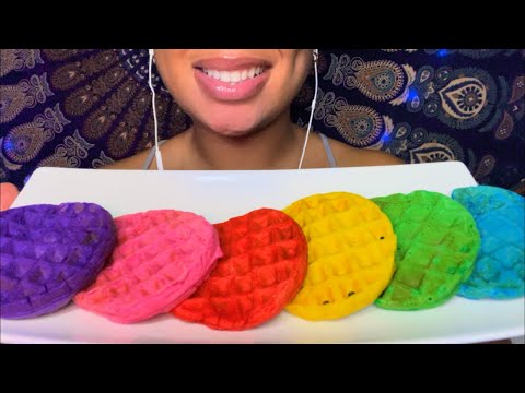 ASMR | Rainbow Waffle 🧇 🌈 Spongy Eating Sounds 😋