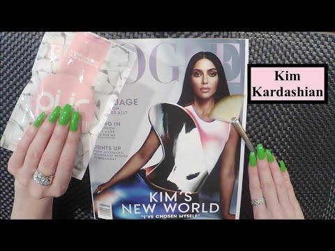 ASMR Gum Chewing Magazine Flip Through | Kim Kardashian | Whispered, Page Turning