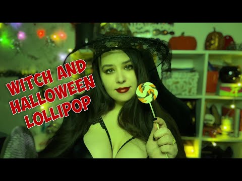 ASMR witch licking Halloween lollipop