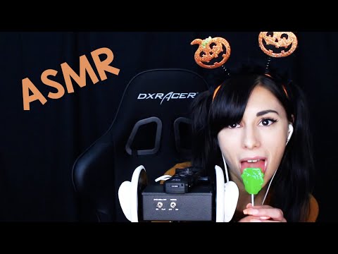 ASMR Eating a Lollipop (Halloween Theme) 🎃 - Ear to Ear 3dio Sounds - Licking Sounds - Mouth Sounds