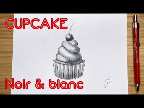 Comment dessiner un Cupcake Noir et Blanc au crayon