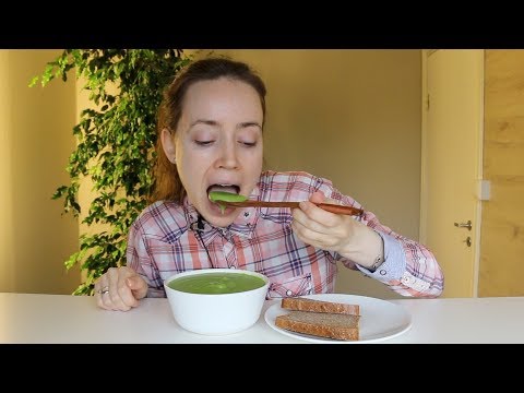 ASMR Whisper Eating Sounds | Green Pea Soup & Sour Dough Bread