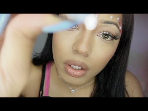 ASMR Bedazzling your face (Personal Attention) whispers+ soft spoken for sleep.