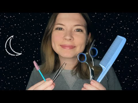 ASMR Quick Chaotic Haircut and Doing Your Eyebrows
