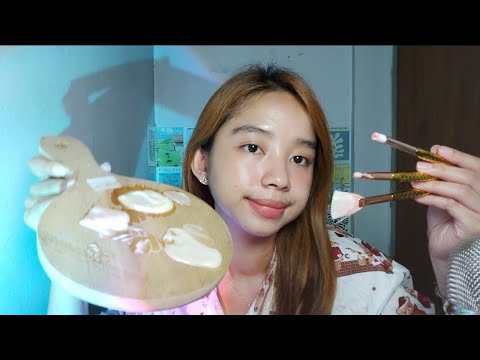 ASMR painting you with yoghurt ❤ w/ mouth sounds