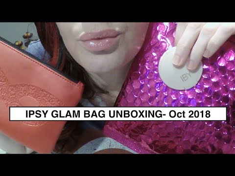 ASMR Gum Chewing Whispered Ipsy Makeup Unboxing.  Oct 2018.