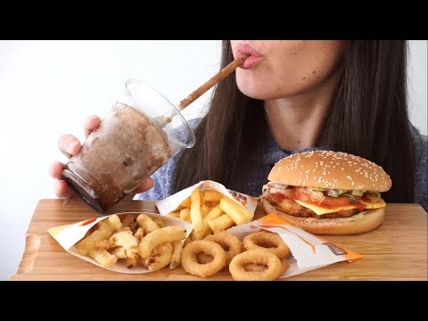 ASMR Eating Sounds: Hungry Jacks [Burger King] Vegan Meal (Whispered)