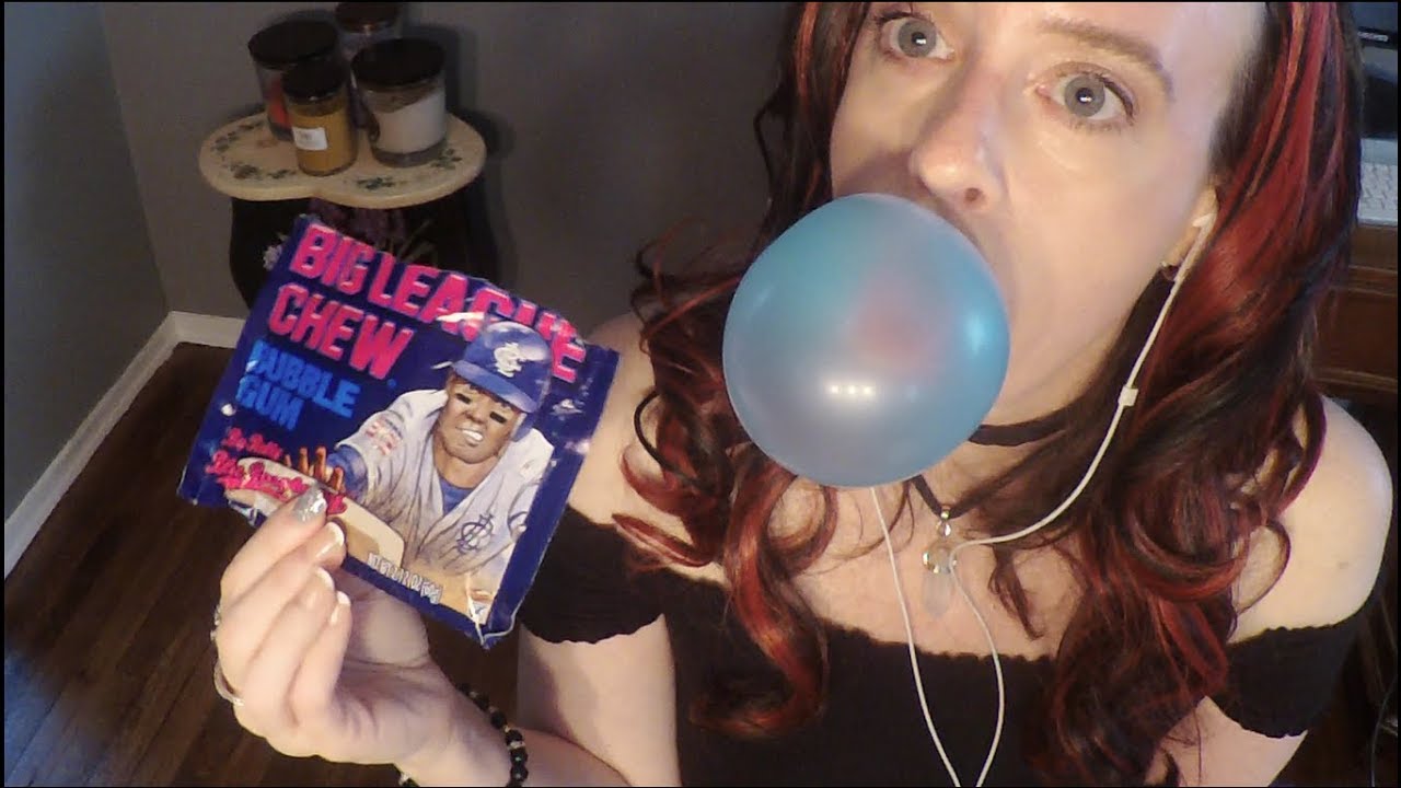 ASMR  Chewing Big League Chew & Blowing Huge Bubbles.  Whispered