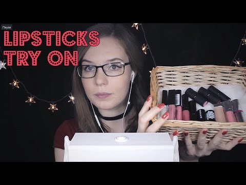 Lipsticks Show&Tell ❤️️ Whispered Try-On w/ Ear Touching, Lids, Tapping and more | Binaural HD ASMR