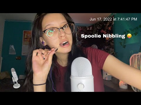 ASMR spoolie Nibbling 💕 +face touching