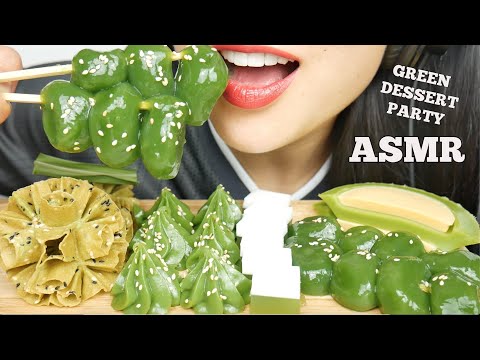 ASMR GREEN THAI DESSERT PARTY (EATING SOUNDS) NO TALKING | SAS-ASMR