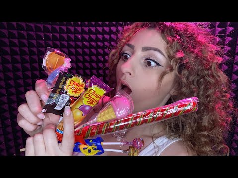 ASMR 12 lollipops in 1 hour😻 Sucking licking Kisses Lollipop with Saliva 💋 Tongue 👅 mouth sounds