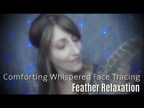 Comforting Whispered Face Tracing Feather Relaxation (ASMR) /  Rain Sounds for Sleep