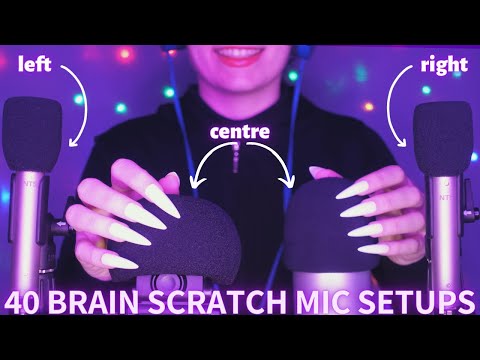 Asmr Mic Scratching - Brain Scratching | 40 Different Mic Setups - Asmr No Talking for Sleep