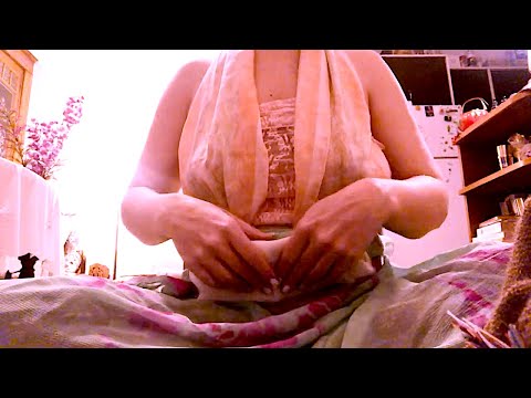 ASMR folding scarves gentle sounds relaxing fabric