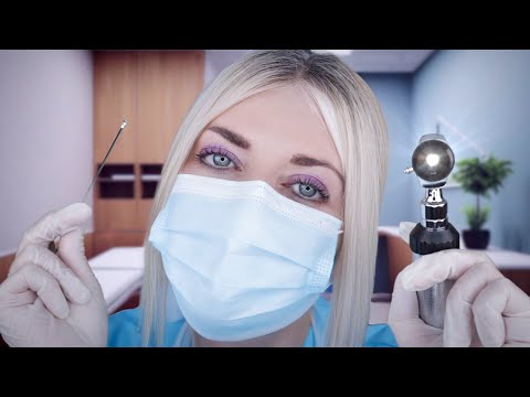 ASMR Ear Exam & Deep Ear Cleaning - Otoscope, Fizzy Drops, Ear Picking, Brushing, Gloves, Typing