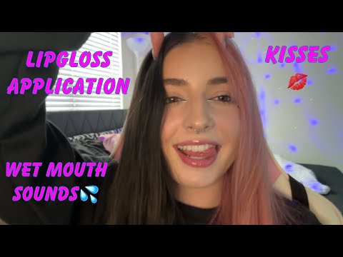 ASMR | Lipgloss Application, Lipgloss Pumping, Kisses & Wet Mouth Sounds ♡