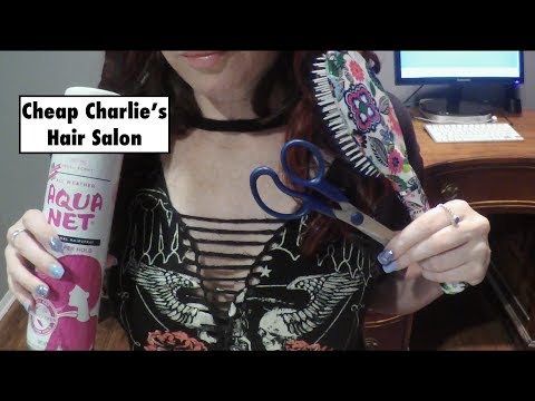 ASMR Gum Chewing Rude Hair Stylist Role Play.  Whispered, Funny