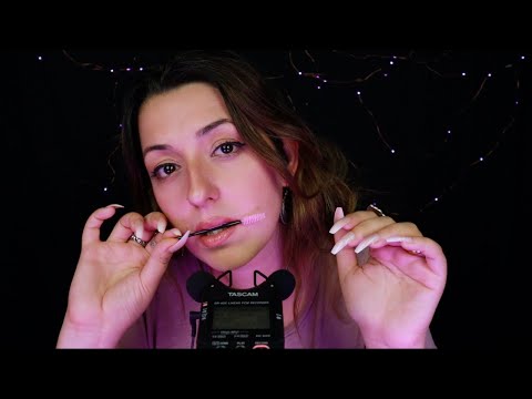 ASMR 💋 ALL ABOUT MOUTH SOUNDS 💋 Kisses + Spoolie Nibbling + Lipgloss ● Sensitive ● Ear to Ear