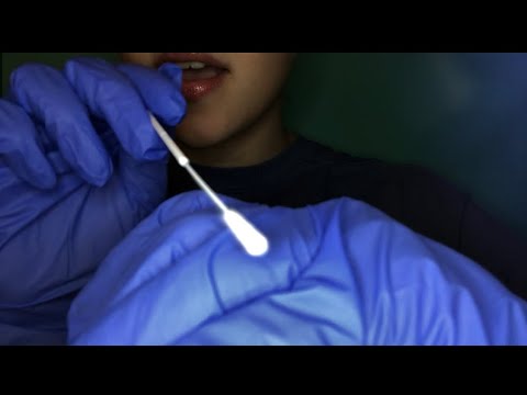 ASMR strep test nose swab and mouth swab pt 2 face checking for sinuses