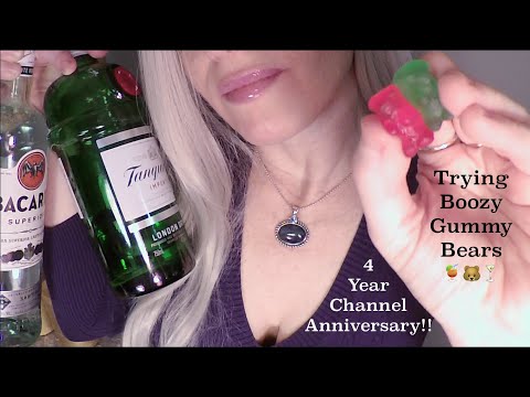 ASMR Trying Boozy Gummy Bears & Celebrating 4 Years On YouTube | Whispered