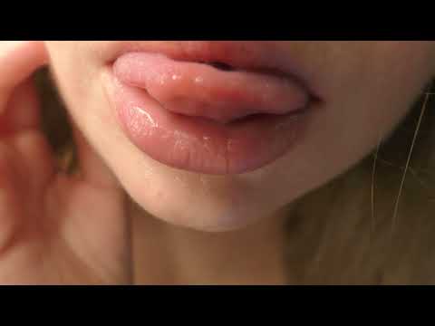 ASMR wet licking lens 👅 tongue out