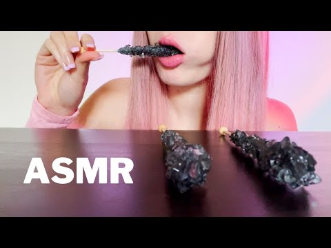 Lollipop ASMR | Eating Black Crystal Lollipops *loud mouth sounds*