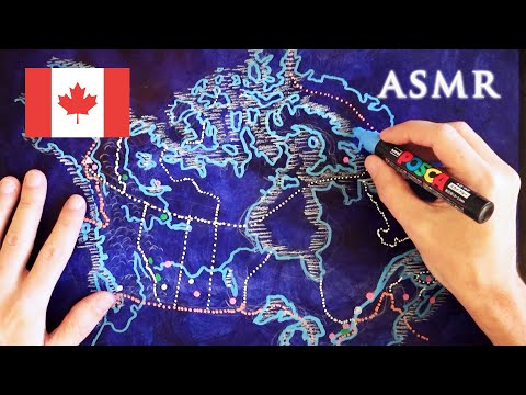 ASMR Drawing Map of Canada | 1 hour Soft Spoken