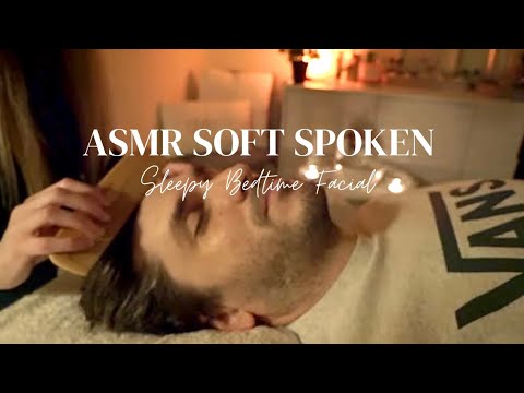 ASMR Giving my Husband a Relaxing Facial & Scalp massage | Foamy Cleanser and Wooden Comb Sounds 😴